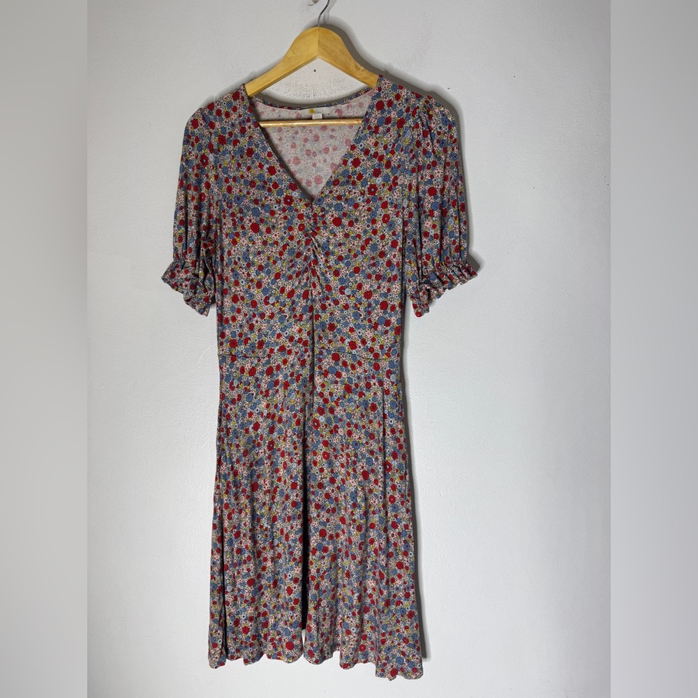 Boden Blue Floret Cluster Puff Sleeve Jersey Minidress Size 6‎